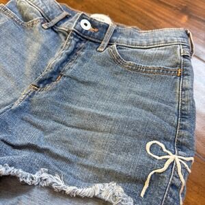 Abercrombie Fitch Kids Youth Girls Denim Shorts 11/12 High Rise Bow Detail Hem